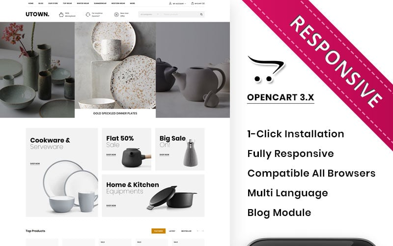Utown - The Mega Kitchen Store OpenCart Template