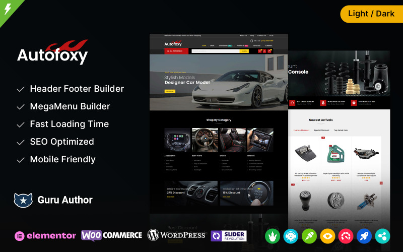 Autofoxy — тема WooCommerce для магазина автозапчастей и запасных частей