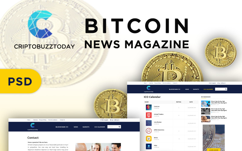 News Magazine Bitcoins PSD sablon
