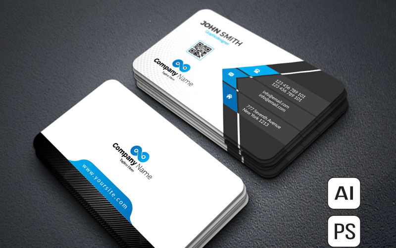 Tarjetas de visita profesionales simples - Plantilla de identidad corporativa