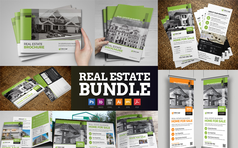 Download Фирменный стиль "Vega - Real Estate Bundle - Corporate Identity Template" / Vega - Real Estate Bundle - Corporate Identity Template - Фирменный стиль на тему графика realestate real estate brochure catalog property home sale flyer trifold postcard rackcard rollup banner billboard signage real-estate square bundle apartment
