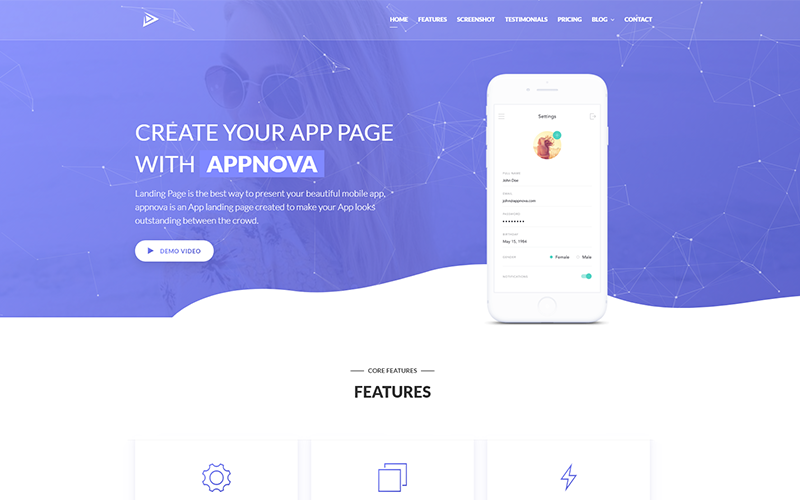 Appnova - Uygulama Açılış Sayfası Şablonu