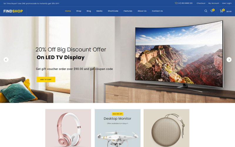 мега магазин woocommerce тема