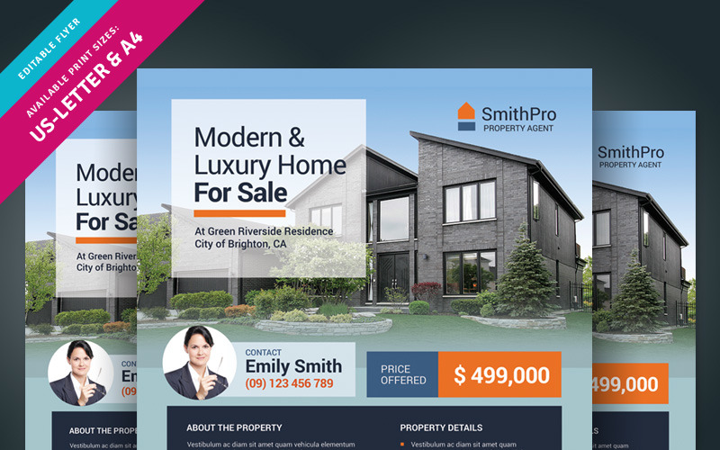 Download Фирменный стиль "Real Estate Flyer - Corporate Identity Template" / Real Estate Flyer - Corporate Identity Template - Фирменный стиль на тему графика real estate home for sale house property agent agency realtor buy sell rent open just sold listed listing flyer ad