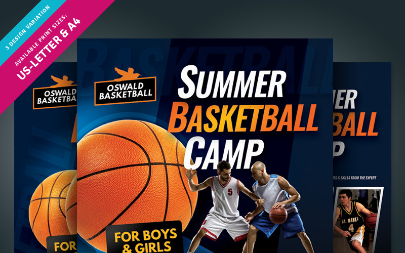 Download Фирменный стиль "Basketball Camp Flyer - Corporate Identity Template" / Basketball Camp Flyer - Corporate Identity Template - Фирменный стиль на тему графика ad ball basket basketball boys camp children church clinic coach event flyer kids leaflet sport player spring summer training youth