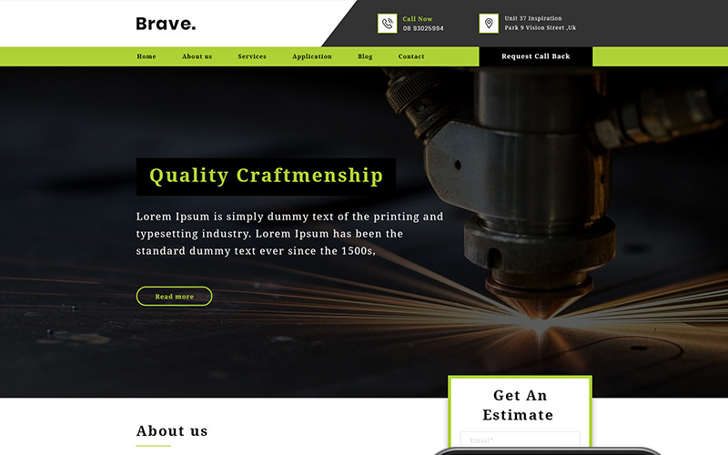 Download PSD шаблон "Brave PSD Template" / Brave PSD Template - PSD шаблон на тему консалтинг metal plastic engrave wood ceramic briks glass custom minimal features testimonial blog