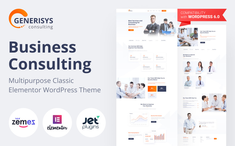 Generisys - Vállalati tanácsadás és üzleti konzultáció WordPress Elementor sablon