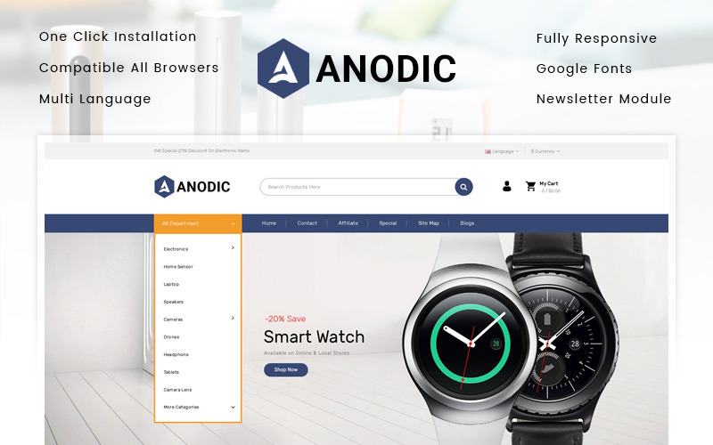 шаблон opencart магазина электроники