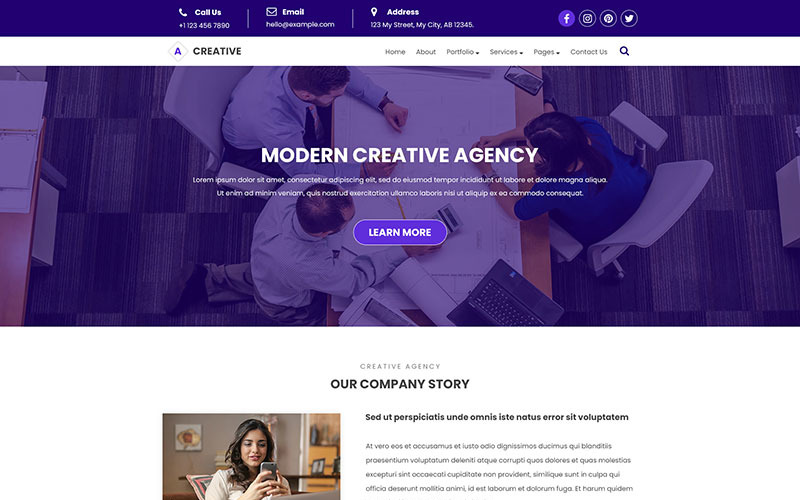 Download PSD шаблон "Creative - Agency PSD Template" / Creative - Agency PSD Template - Адаптивный PSD шаблон на тему офис agency creative design portfolio template psd showcase multipurpose business corporate