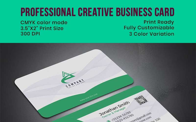 Download Фирменный стиль "Professional Creative Business Card - Corporate Identity Template" / Professional Creative Business Card - Corporate Identity Template - Фирменный стиль на тему графика professional business-card modern personal-card visiting-card creative service minimalist clean business print-ready personal simple elegant stylish white card blue psd greenundefined