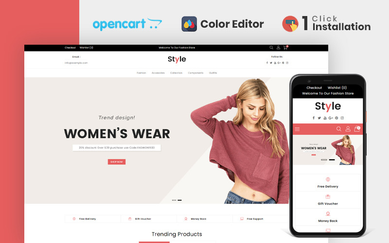 стиль мода шаблон opencart