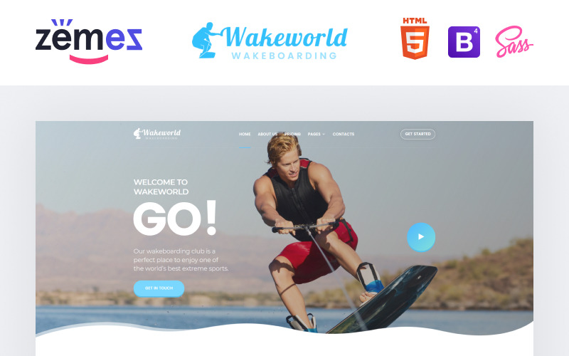 Wakeworld - Çok Sayfalı Sörf Yaratıcı HTML Web Sitesi Şablonu