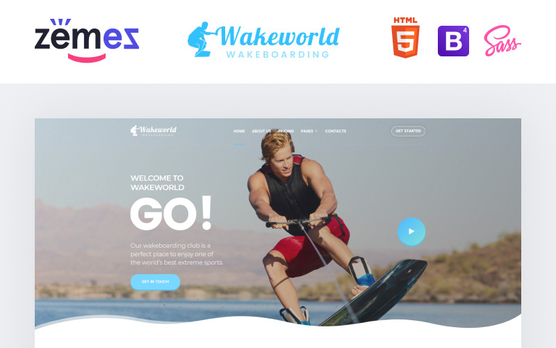 Wakeworld - Surfing Flersidig kreativ HTML-webbplatsmall