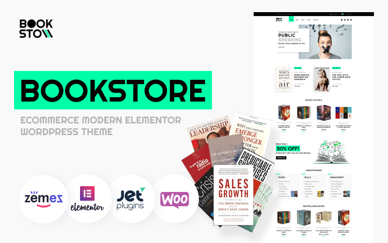 книжный магазин ecommerce modern elementor woocommerce тема