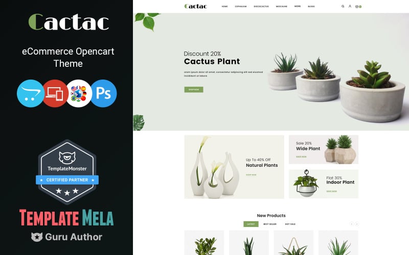 Cactac - modelo de OpenCart para loja de plantas
