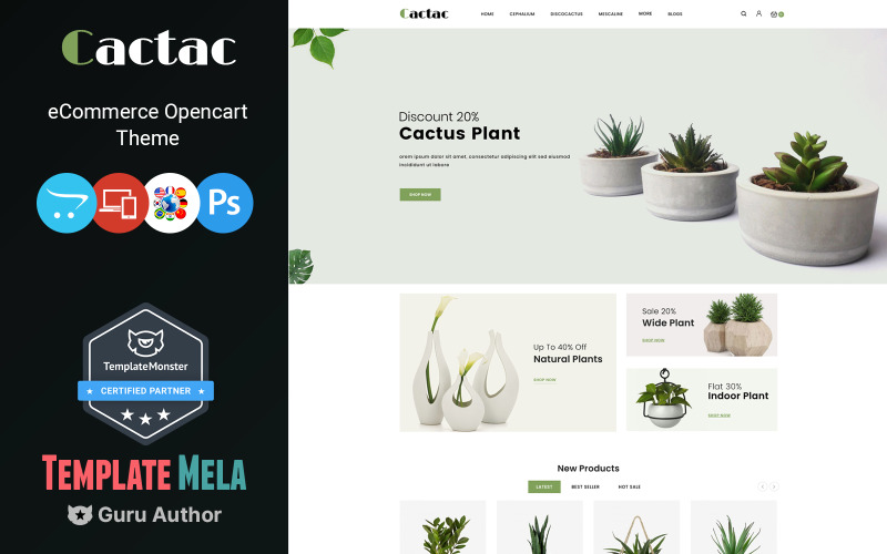 Cactac - OpenCart šablona Plant Shop