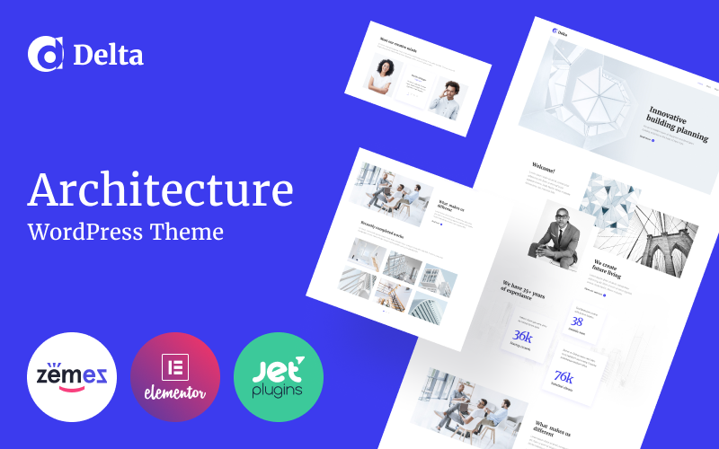 Delta - Tema Elementor de WordPress para arquitectura con diseño minimalista para el sitio web de una empresa constructora