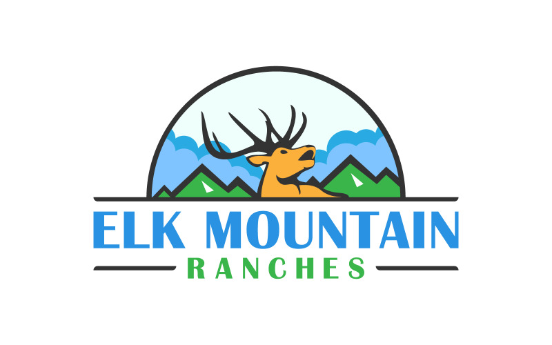 Design del logo per l'agricoltura dei ranch di montagna degli alci