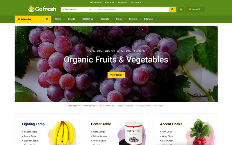 шаблон продуктового магазина opencart