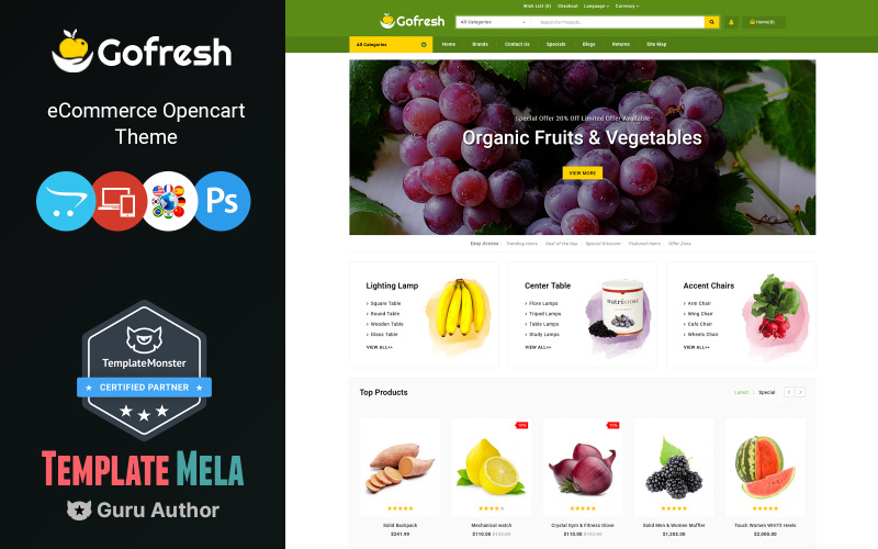 Gofresh - OpenCart-Vorlage für Lebensmittelgeschäfte und Obst- und Gemüseläden
