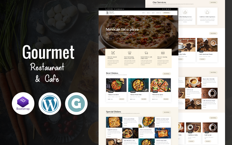 Gourmet - Restaurang & café WordPress-tema