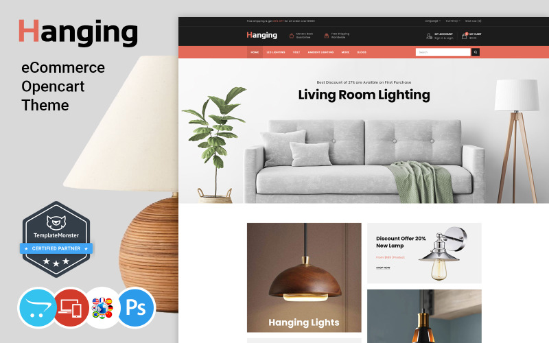 Hanging - Lighting Store OpenCart Template