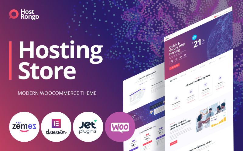 Host Rongo - Hosting Store E-commerce Modern Elementor WooCommerce-thema