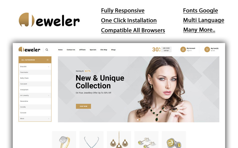 Jeweler - Online Store OpenCart Template