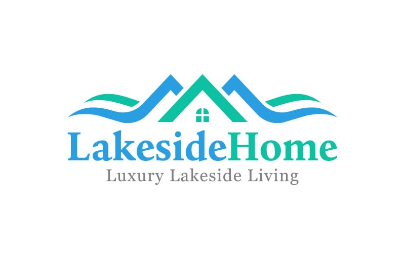 Luxusní design loga nemovitosti na břehu jezera