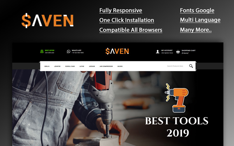 Saven - Tools Part OpenCart Template
