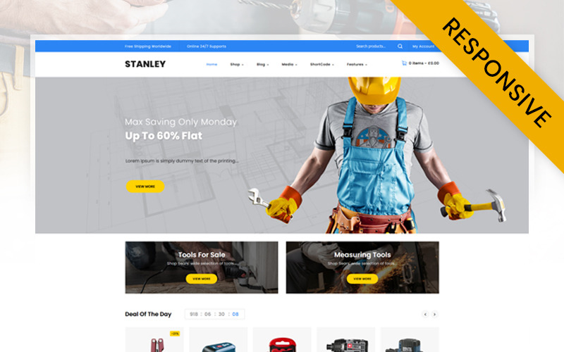 инструменты хозяйственный магазин тема woocommerce