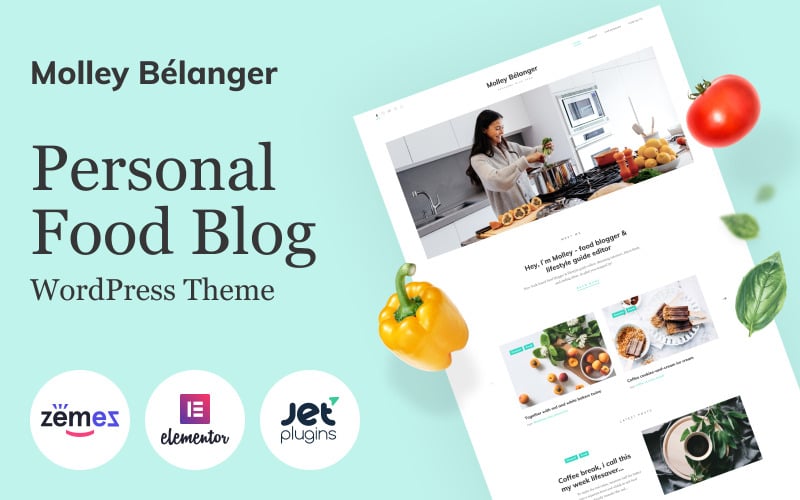 Molley Belanger - Food blog WordPress Theme for Recipe Website