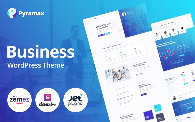 Pyramax - Consulting WordPress Elementor Theme for Corporate Services Website
