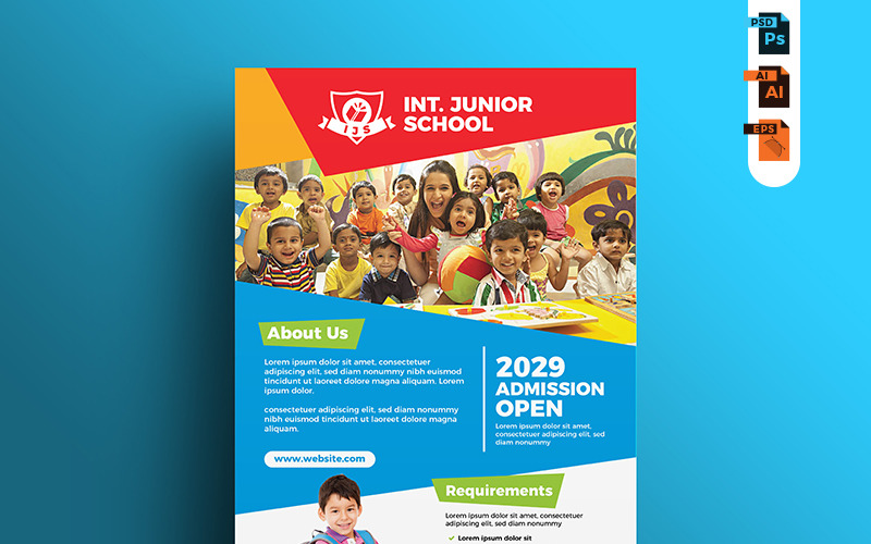 Download Фирменный стиль "Junior School Admission - Corporate Identity Template" / Junior School Admission - Corporate Identity Template - Фирменный стиль на тему графика flyer business kids corporate polygraphy