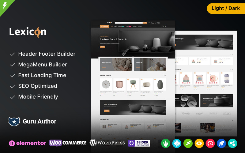 Lexicon - Tema Elementor WooCommerce para tienda de arte y galería