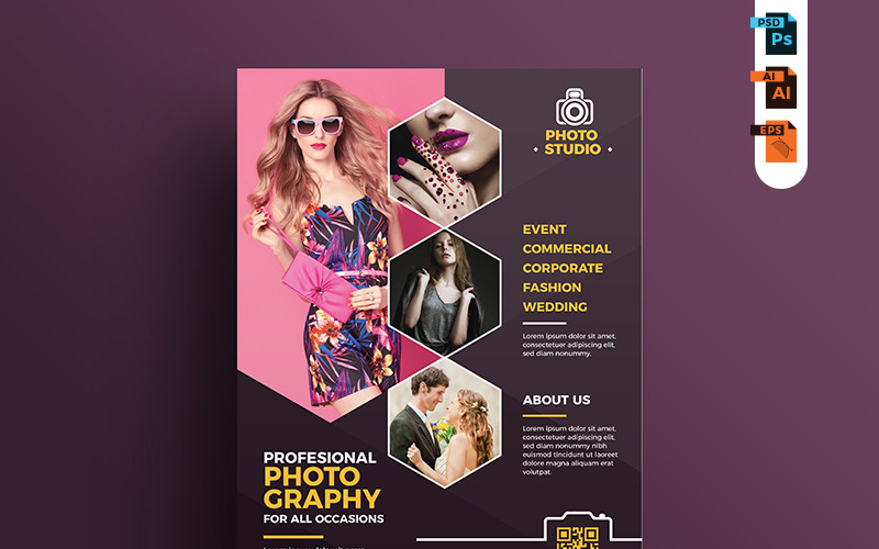 Download Фирменный стиль "Photography Flyer - Corporate Identity Template" / Photography Flyer - Corporate Identity Template - Фирменный стиль на тему графика photography flyer photo-shoot event wedding studio photo-studio aam360 fashion creative template model makeup beauty sports professional camera photographer photo-shop editor
