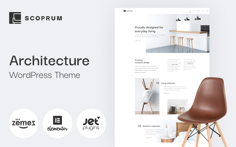 Scoprum - Şık stüdyolar için mobilya tasarımı WordPress Teması