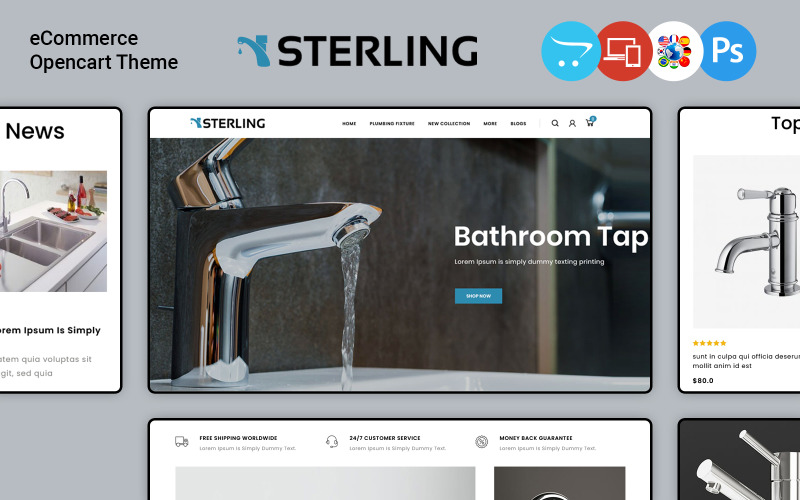 Sterling - Banyo Aksesuarları Mağazası OpenCart Şablonu
