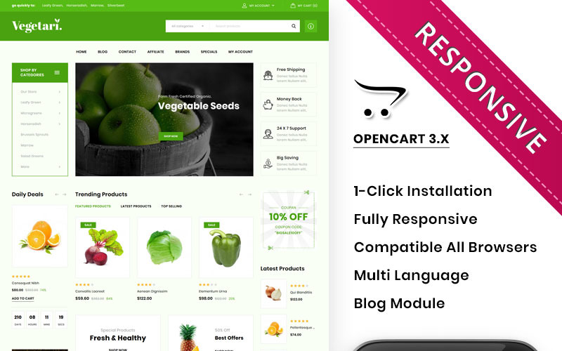 большой продуктовый магазин шаблон opencart