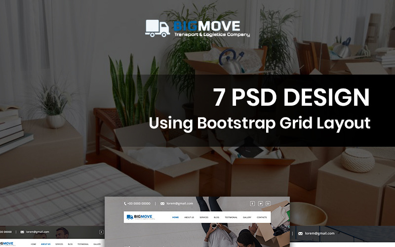 Download PSD шаблон "Big Move - Movers Company PSD Template" / Big Move - Movers Company PSD Template - PSD шаблон на тему графика movers packers moving company