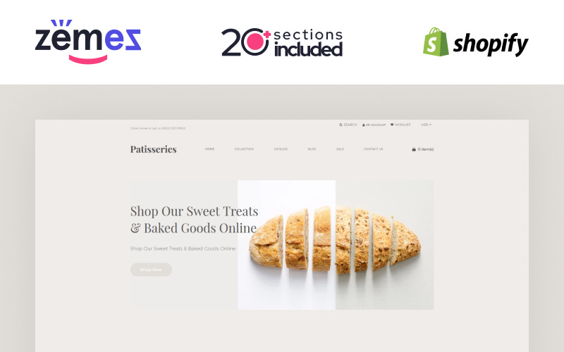 хлебобулочный магазин shopify тема