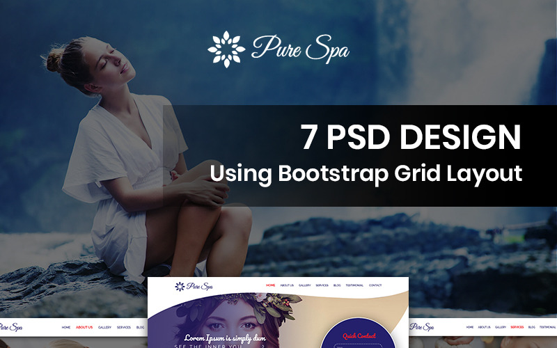 Download PSD шаблон "Pure Spa - Beauty Spa PSD Template" / Pure Spa - Beauty Spa PSD Template - PSD шаблон на тему товары для спа beauty spa fashion style lifestyle