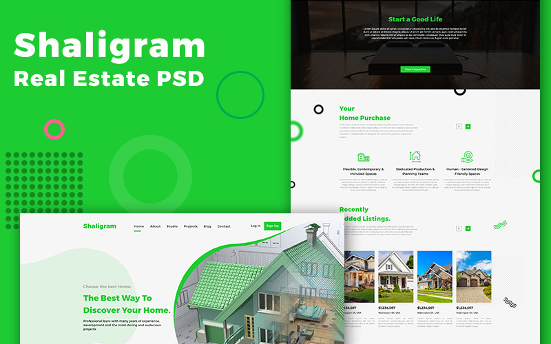 Download PSD шаблон "Shaligram Real Estate One Page PSD Template" / Shaligram Real Estate One Page PSD Template - PSD шаблон на тему агентство недвижимости real estate agency website onepage landing page home house homeagency landloard tenancy corporate digital rent sale buy discount property search