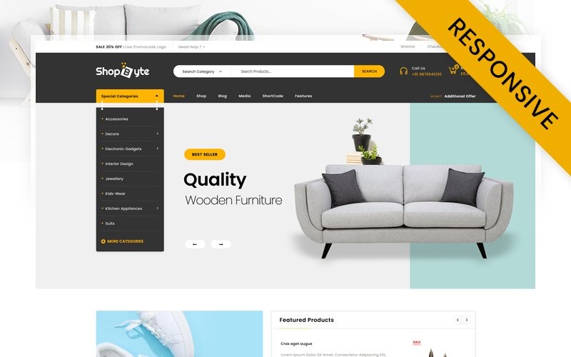 мега магазин woocommerce тема