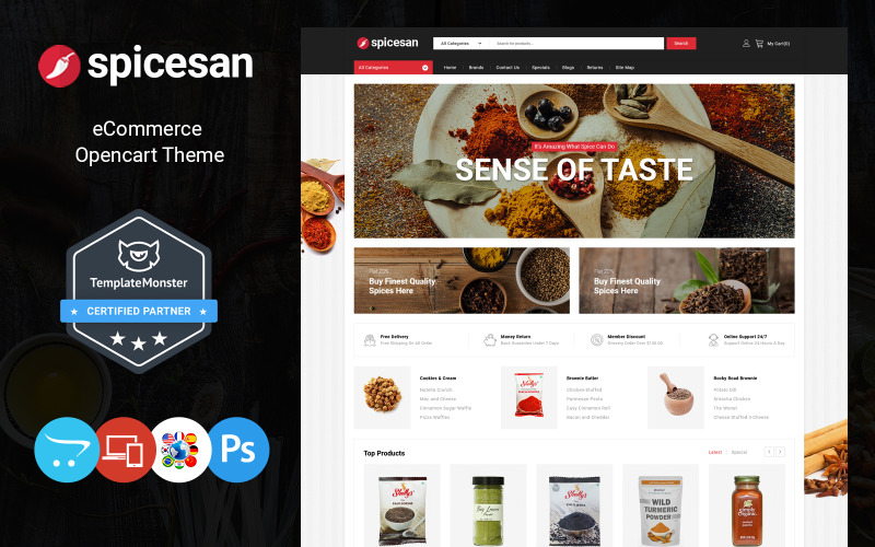 Spicesan - OpenCart шаблон магазина супермаркета
