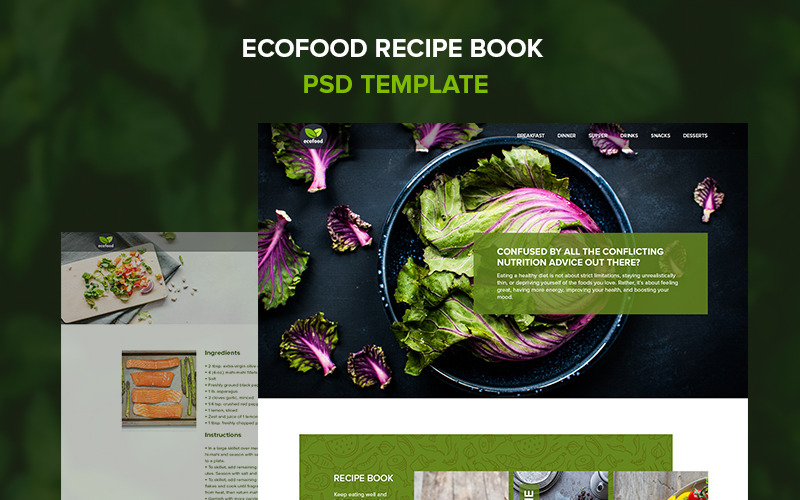 Ecofood - PSD шаблон книги рецептов