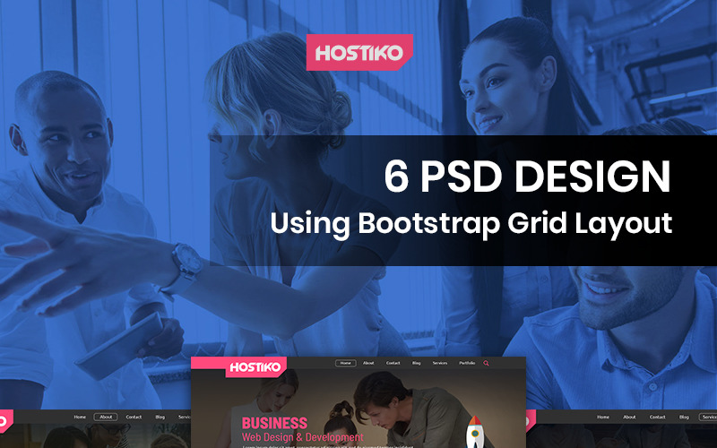 Download PSD шаблон "Hostiko - Web Design Company PSD Template" / Hostiko - Web Design Company PSD Template - PSD шаблон на тему информационные технологии web design company development industry corporate