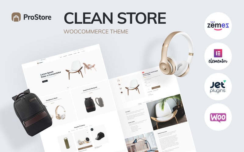 ProStore-使用Elementor的WooCommerce的干净商店模板