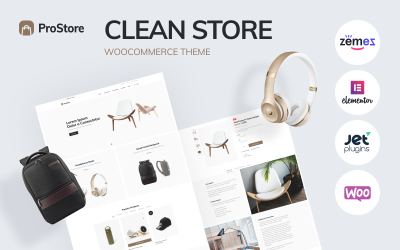 ProStore - tiszta áruház sablon a WooCommerce számára az Elementor segítségével