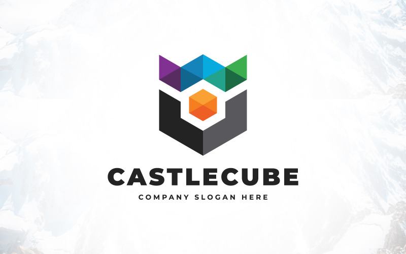 Création de logo de château hexagonal créatif